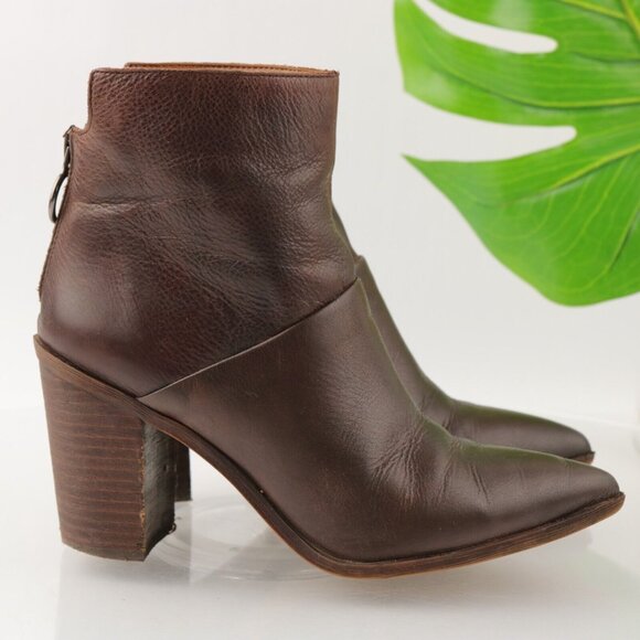 Franco Sarto Shoes - Franco Sarto Women's Mack Boot Size 7 Pointed Block Heel Brown Leather Comfy